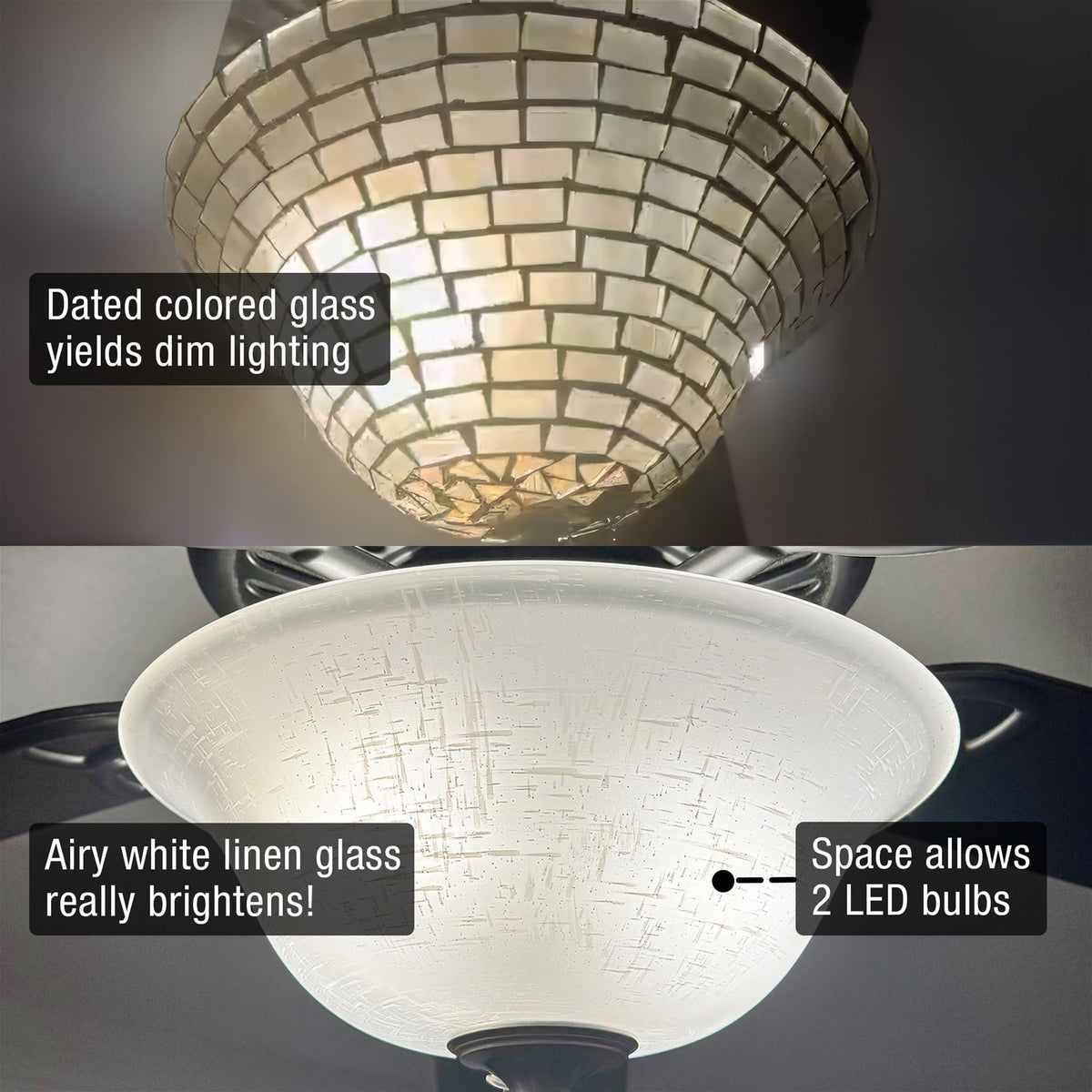 Kira Home white linen glass shade diffuses light to create warm glow.