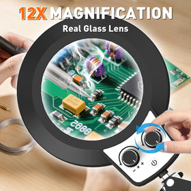 KIRKAS 12X lens aids elderly readers with easy-to-see text.