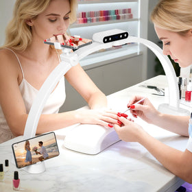 KIRKAS half-moon nail lamp with foldable arch for precise lighting.