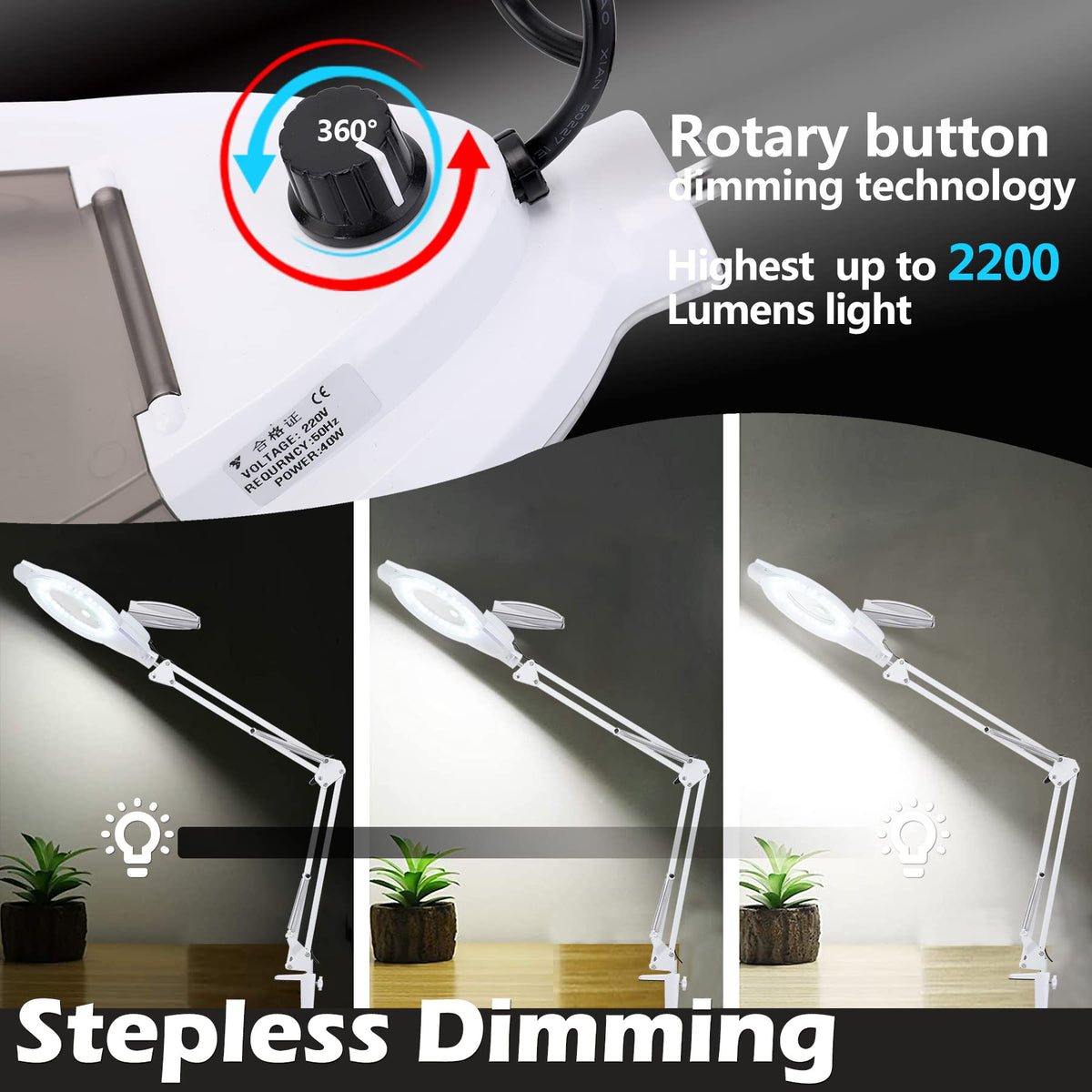 KIRKAS dimmable 2200-lumen LED light brightens dark workspaces