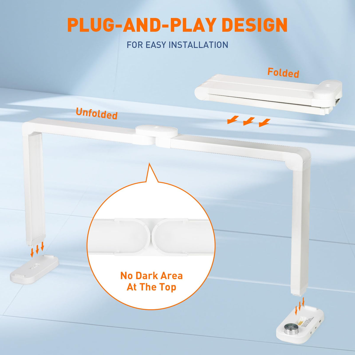 KIRKAS foldable design saves space on busy workstations.