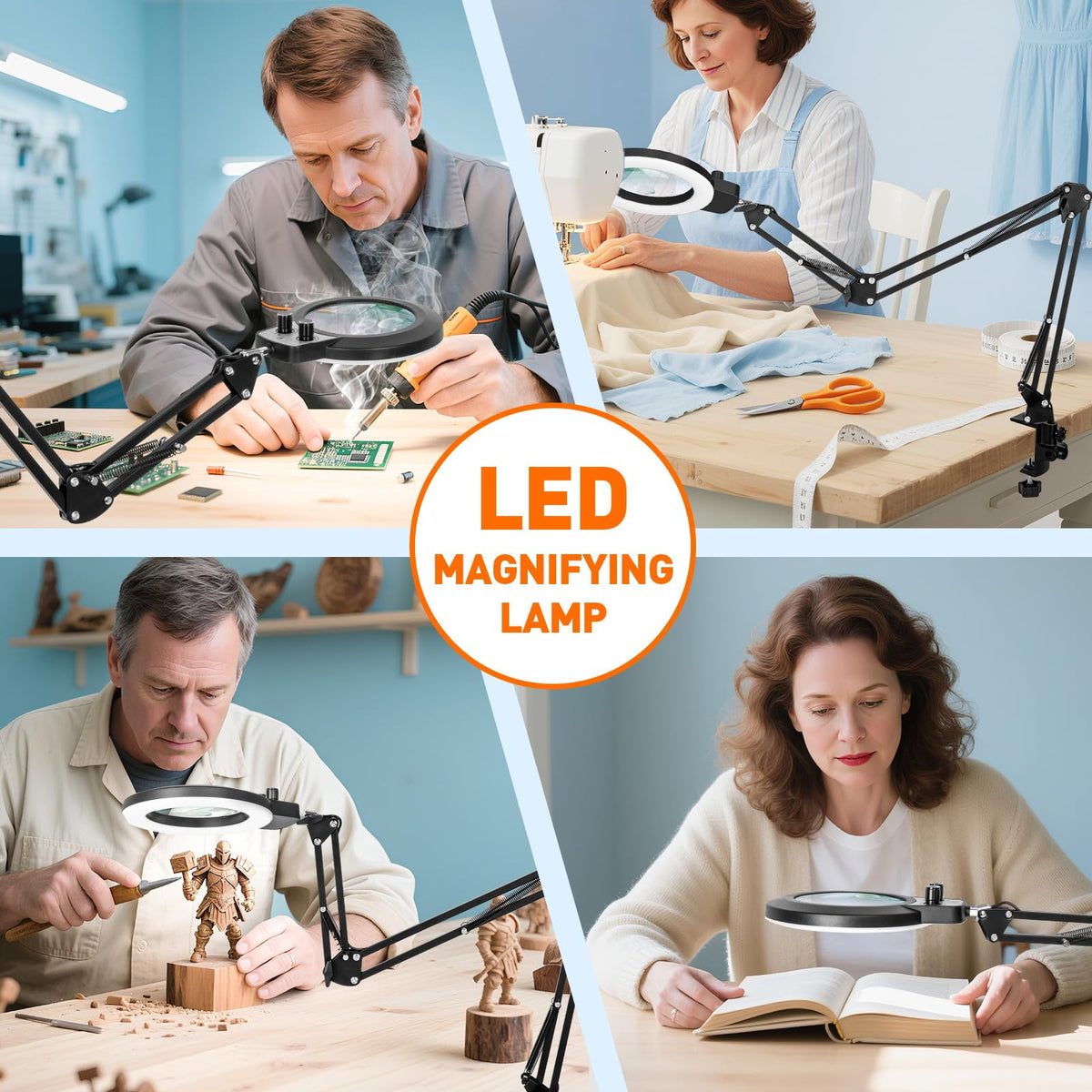 KIRKAS gift-ready magnifying lamp for precise hobby work.