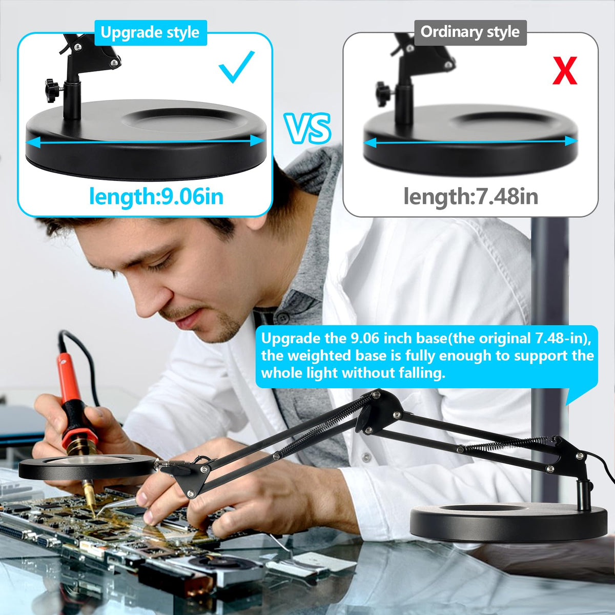 KIRKAS LED desk lamp with stand provides bright, adjustable light for reading.