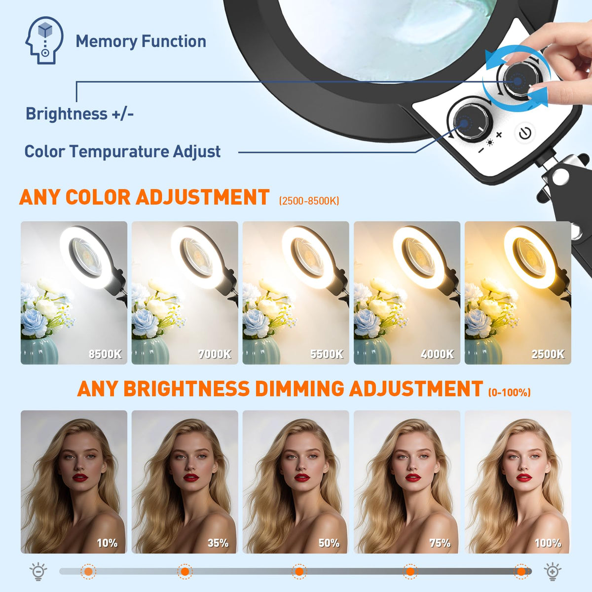KIRKAS lighted magnifier supports jewelry work by revealing tiny gems.
