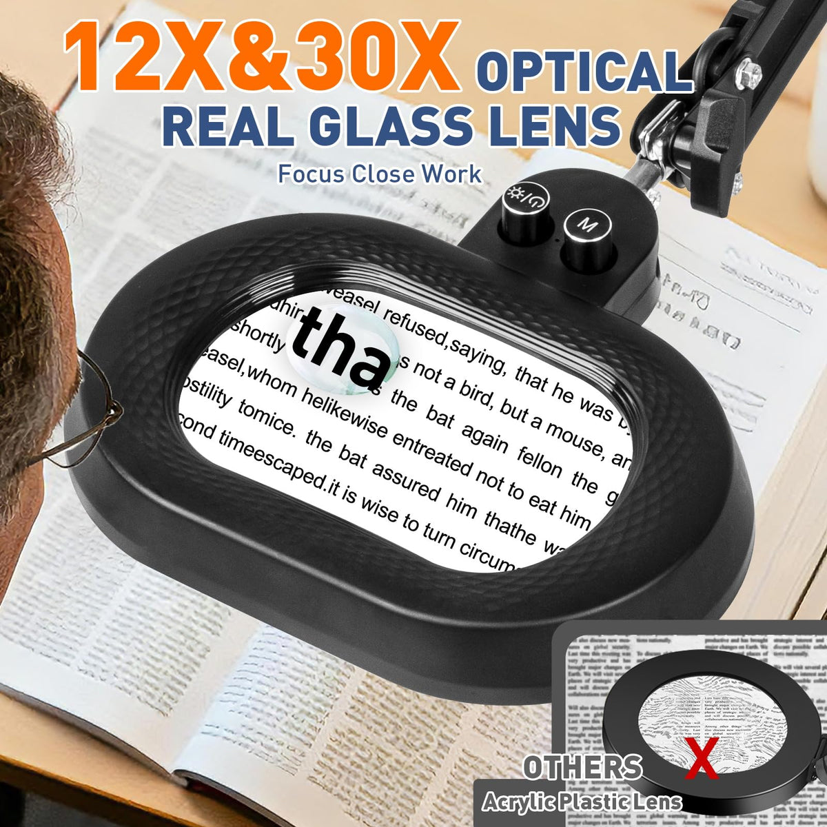 KIRKAS magnifying lamp head rotates, enabling multi-angle illumination.