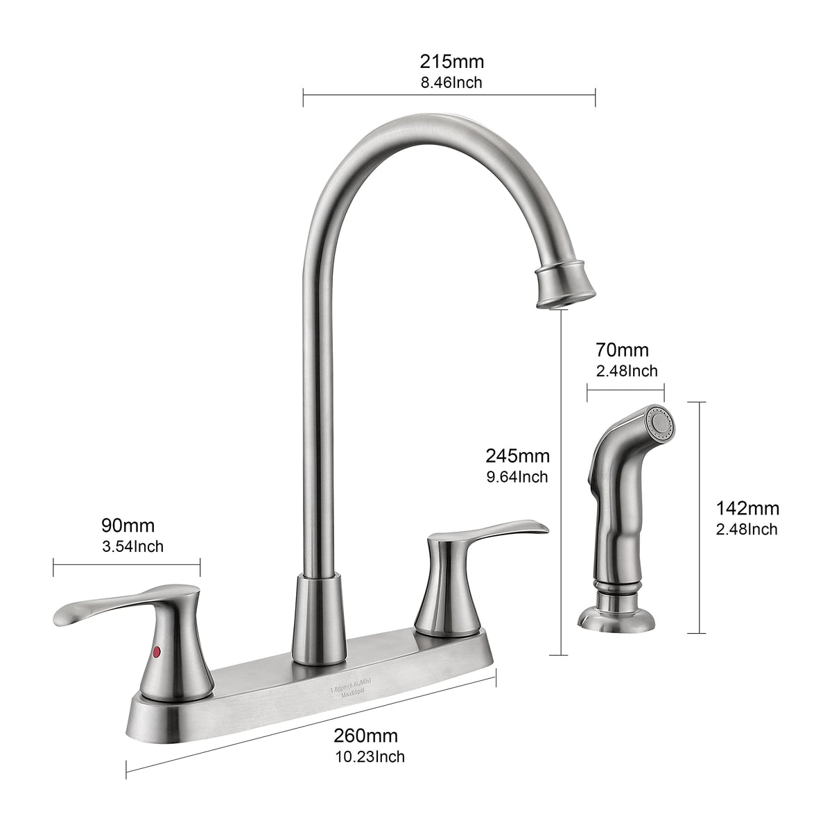 Kirlystone kitchen faucet brass shank supports sturdy installation