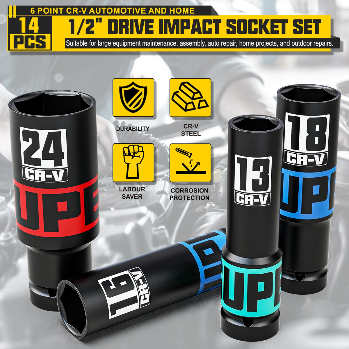 KIRXST 10-24 mm deep sockets suit automotive and home repairs
