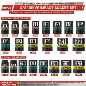 KIRXST color-banded sockets enable quick size identification during repairs.