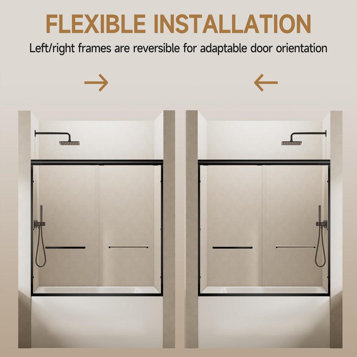 KisaTub reversible design offers flexible left- or right-wall installation.