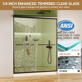KisaTub shower door with tempered glass 6mm for clear, sturdy shower enclosure.