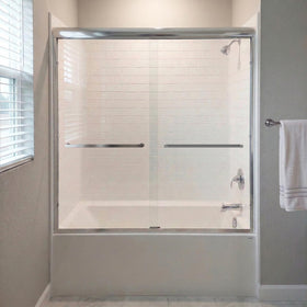 KisaTub sliding-door frame assembly shows adjustable fit for 56–60 inch openings.