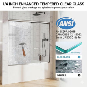 KisaTub tempered glass panel provides clear view for daily showers.