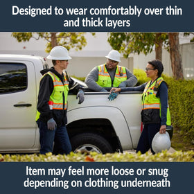 Kishigo left chest pocket with two-tier storage and flap access