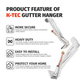 KishYa heavy-duty 5-inch gutter hangers with reinforced rod deliver durability.