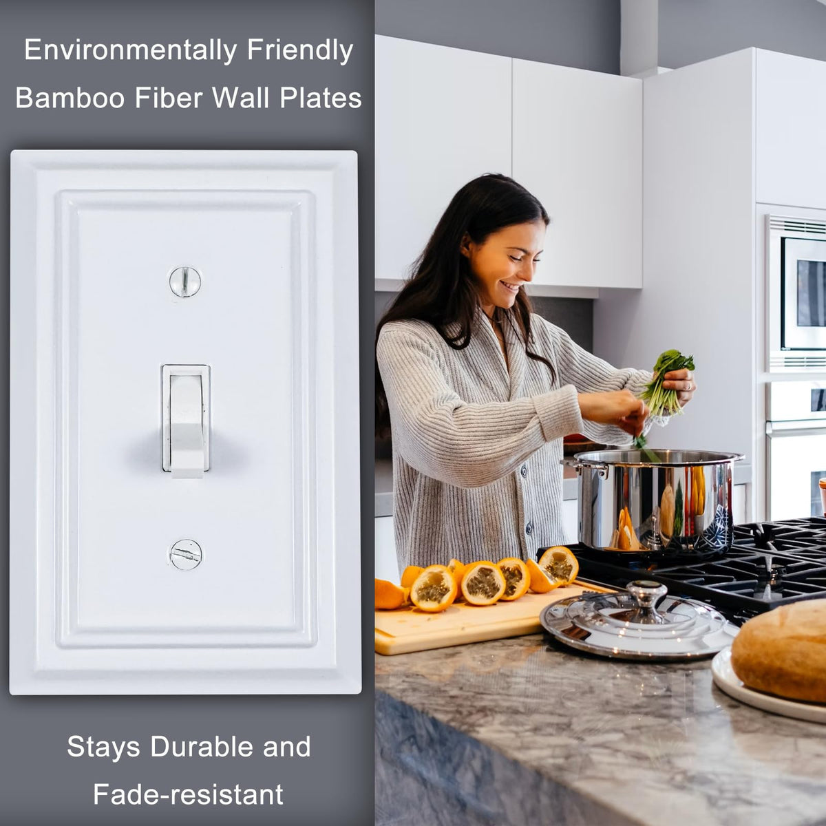Kisrvopn bamboo-fiber wall plate, natural material, insulated feel and eco-friendly touch