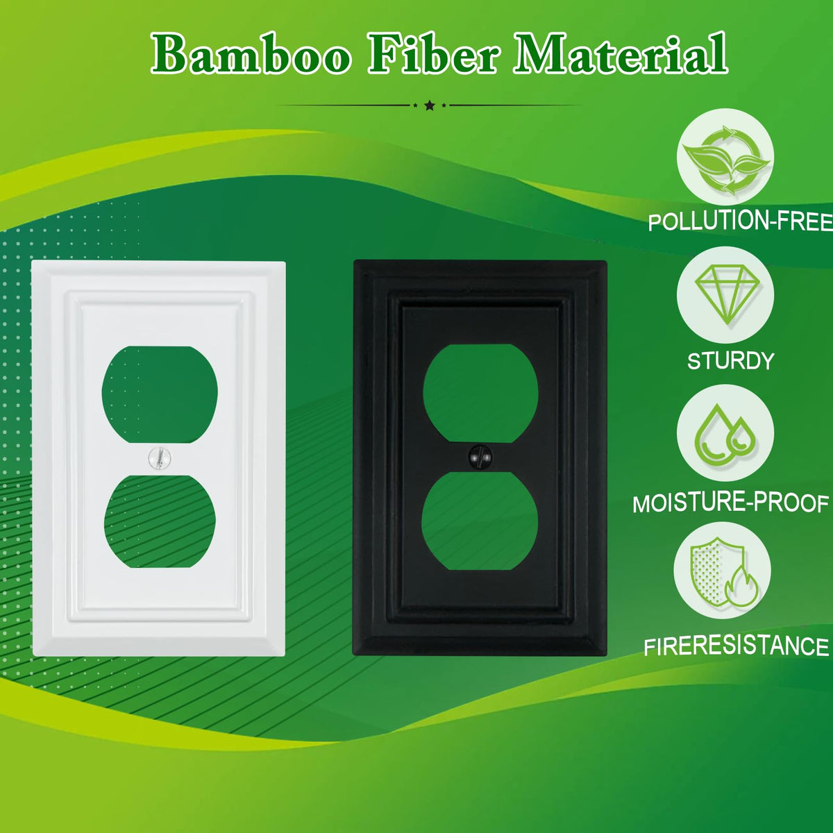 Kisrvopn bamboo wall plate easy-clean durable for high-traffic areas