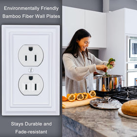 Kisrvopn bamboo wall plate outlet duplex highlights green material choice