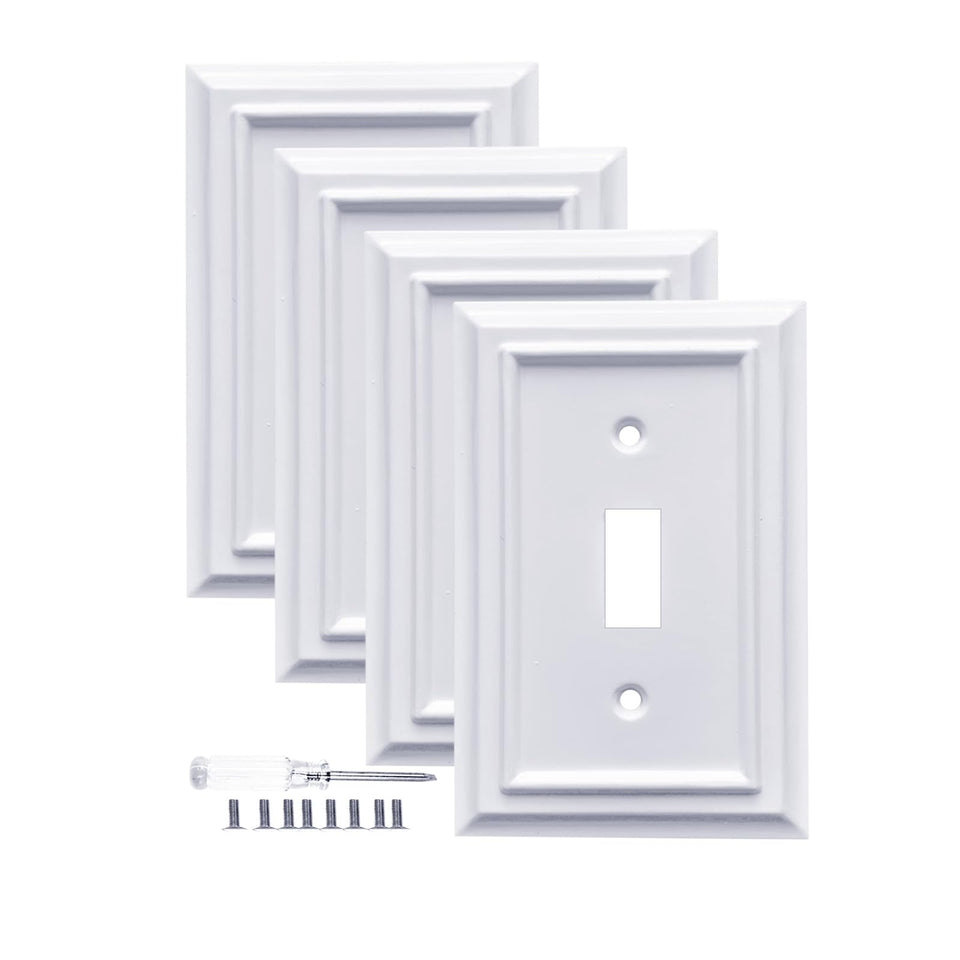 Kisrvopn pure white wall plate toggle, 1-gang, clean, durable finish for any room