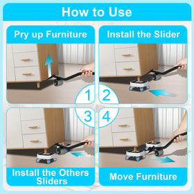 Kiss Core four slider set moves beds, sofas, tables, and appliances.
