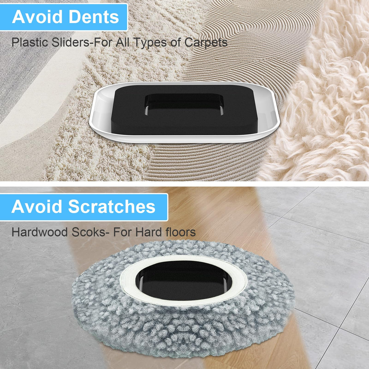 Kiss Core plush socks protect hard floors while sliding heavy furniture