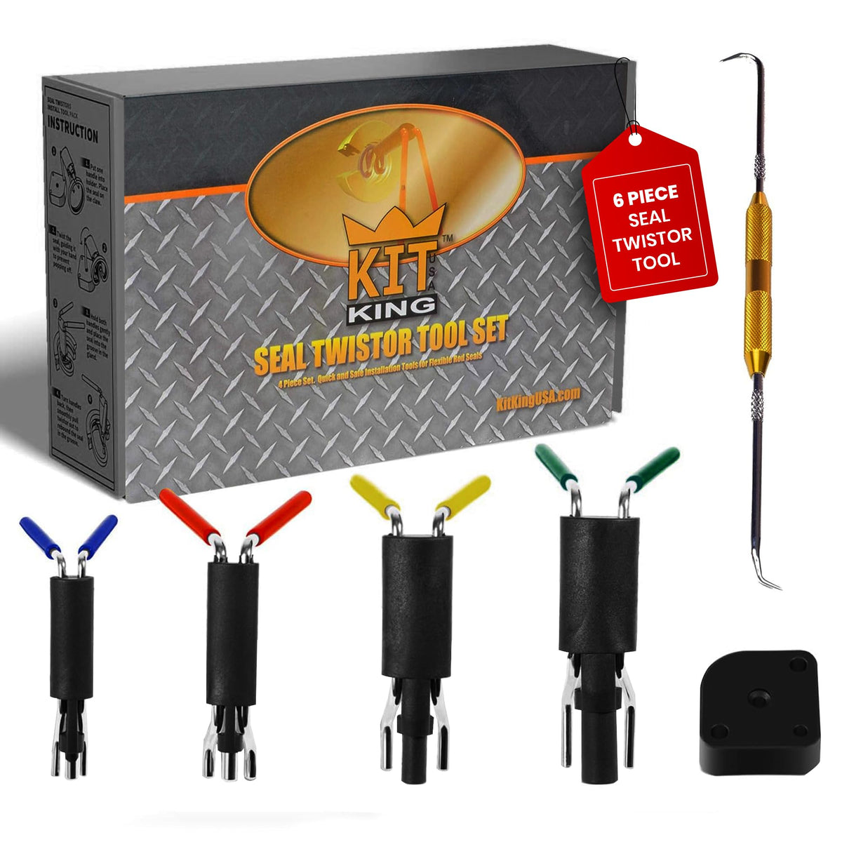 Kit King USA seal-twistor 6-piece set laid out for precise cylinder installation.