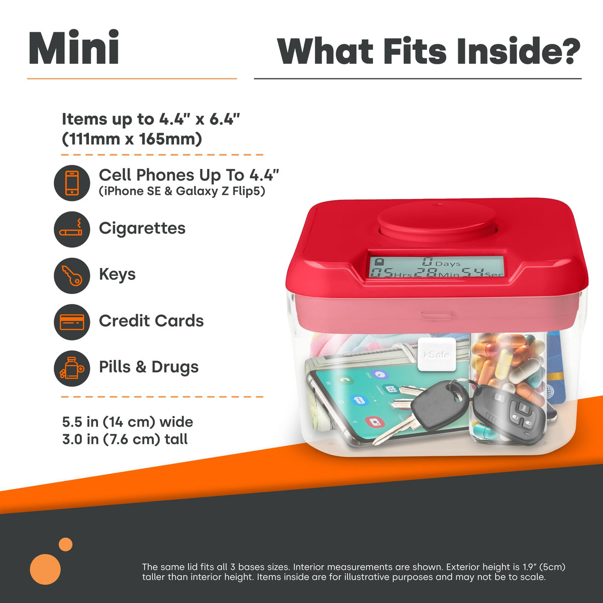 Inside view of Kitchen Safe Mini containing snacks and small items