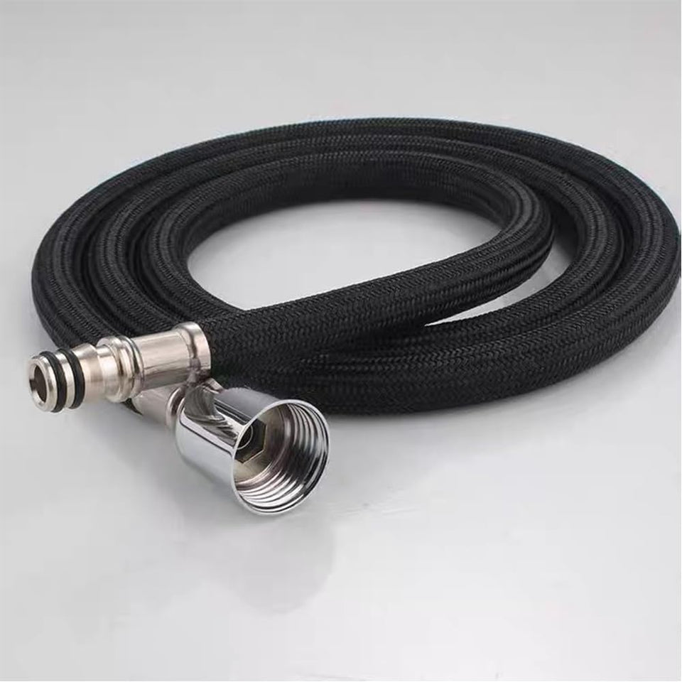 Kitchen Sink Pull Down Hose in black, 59-inch nylon length for durable faucet replacement.
