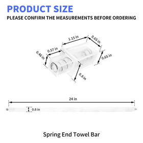 KitFit clear towel bar spring-end detail shows easy snap installation.