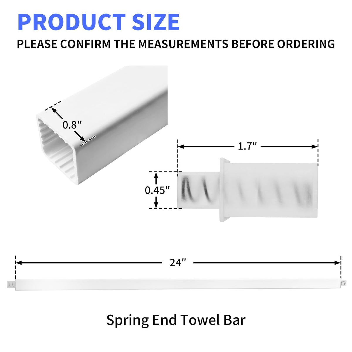 KitFit towel bar with spring-end for secure, quick installation.