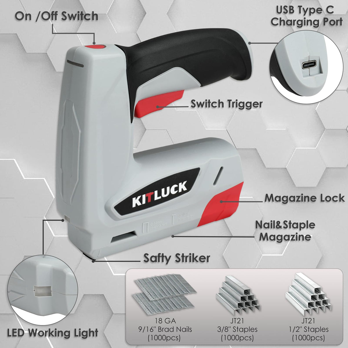 Kitluck 2-in-1 cordless brad nailer and staple gun for quick repairs