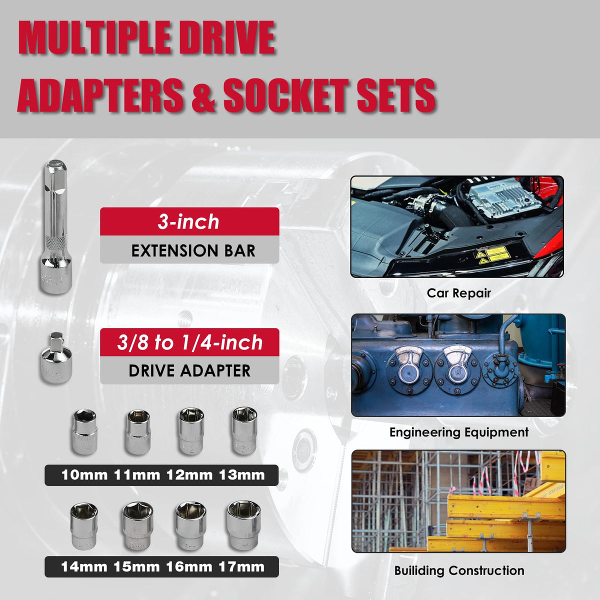 KITLUCK 8-socket set covers 10-17 mm for versatile fasteners