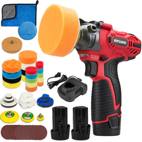 KITLUCK cordless buffer polisher with a compact front view for car detailing.