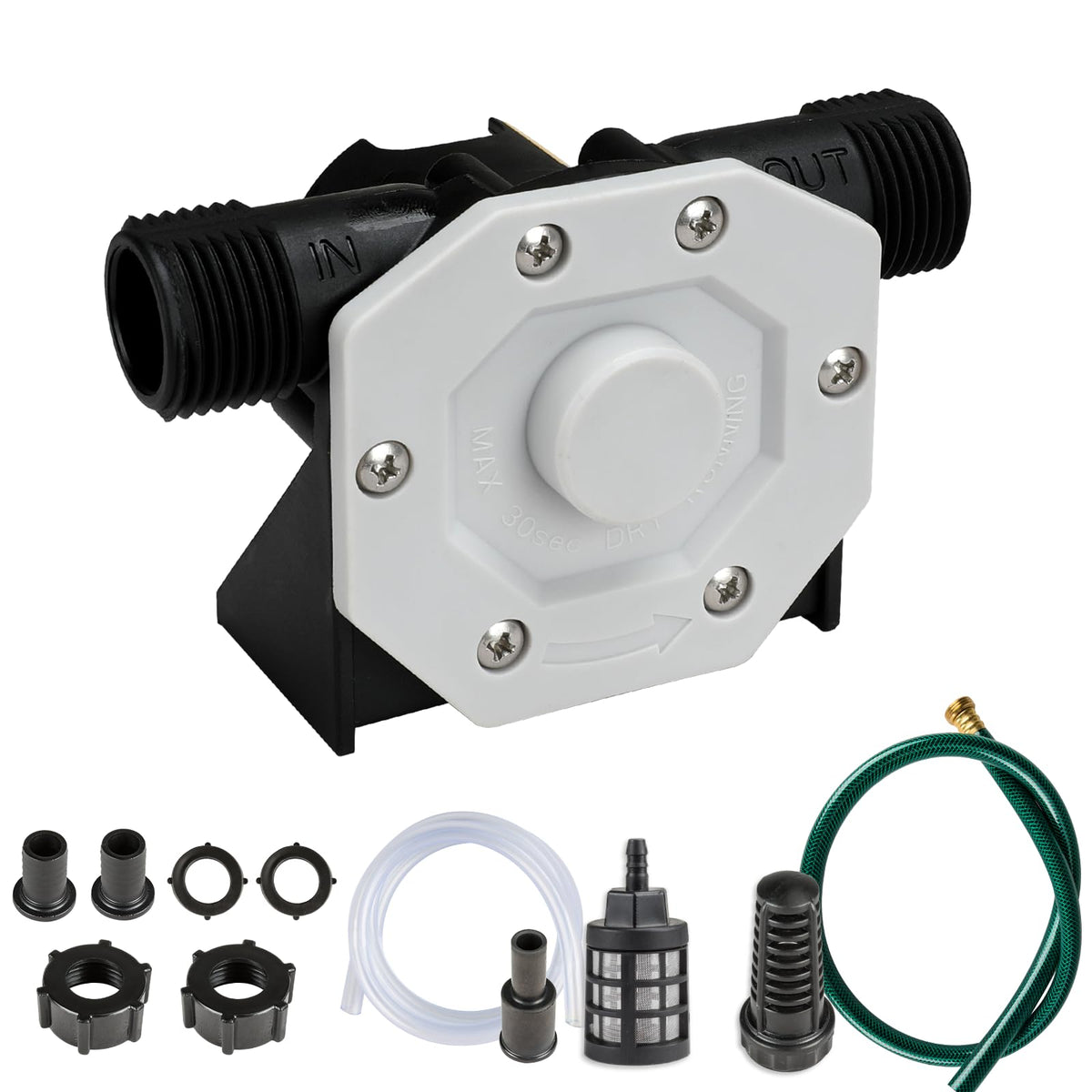 KITLUCK Hand Drill Water Pump assembly with hose and adapters for easy transfer