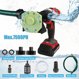 KITLUCK drill pump with hose and adapters for versatile liquid transfer