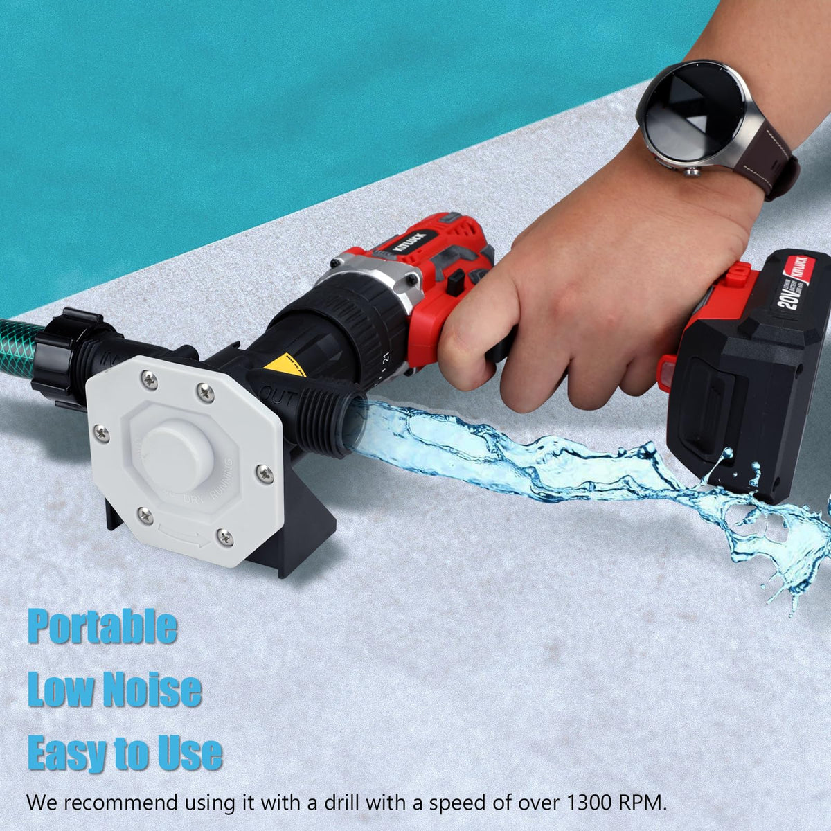 KITLUCK In-Use Drill-Pump during garden watering or car wash