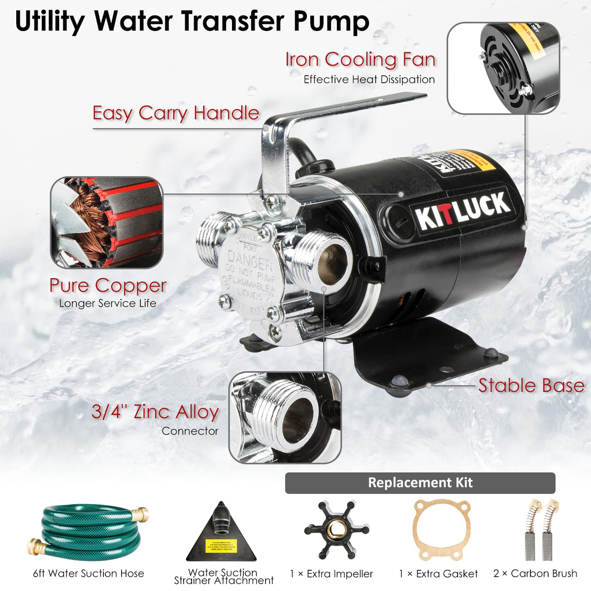 KITLUCK lightweight aluminum pump body demonstrates portability