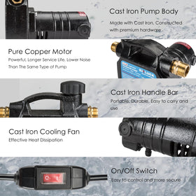 KITLUCK portable pump with top handle for easy transport around the job site.