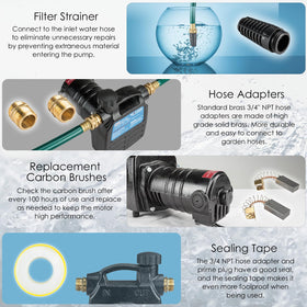 KITLUCK suction strainer protects the pump from debris during drainage.