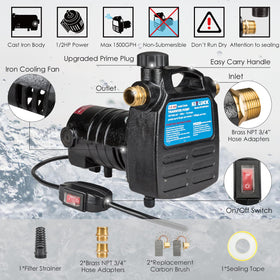 KITLUCK 120V 1/2 HP motor for efficient water transfer tasks.