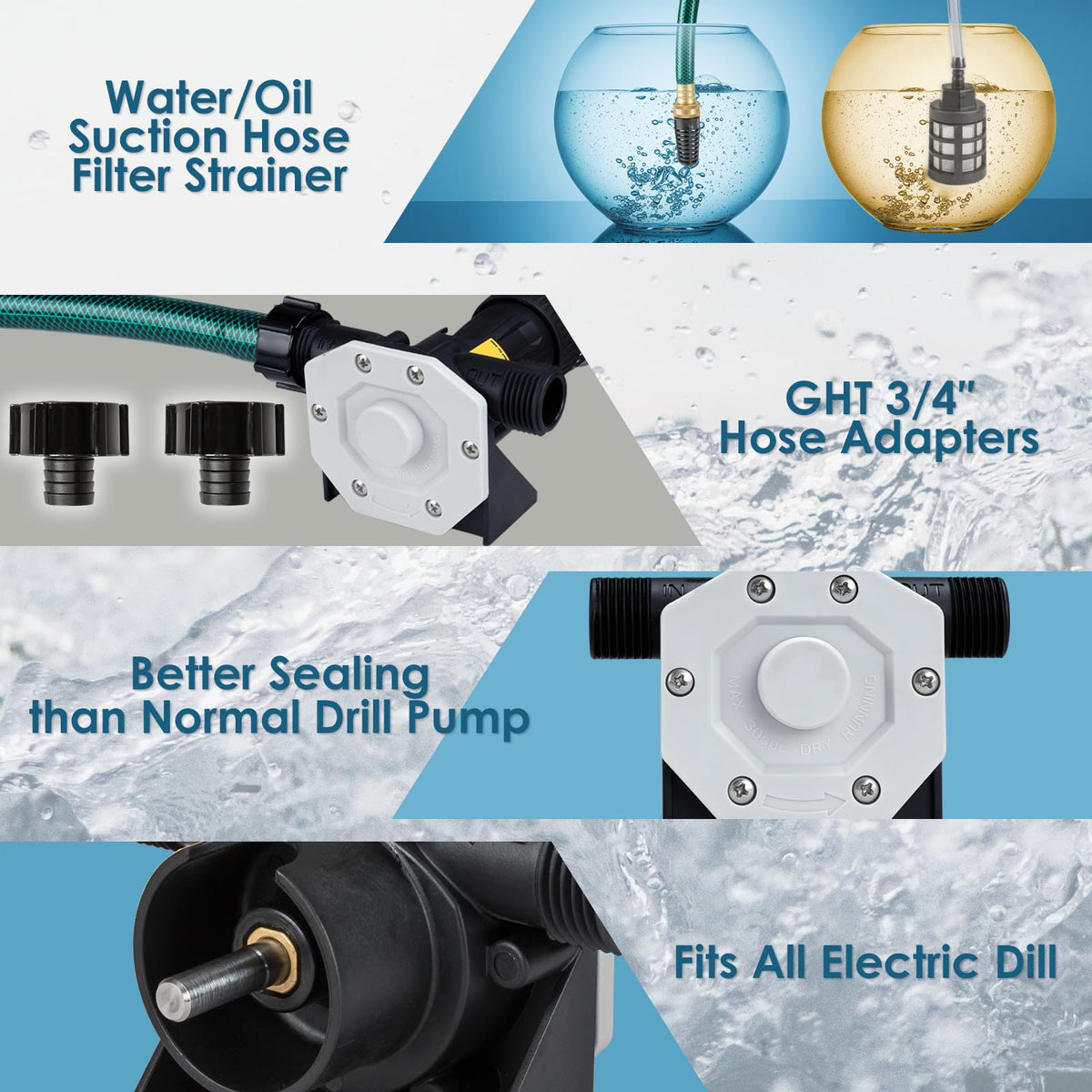 KITLUCK Water Suction Hose in use for aquarium and rain barrel