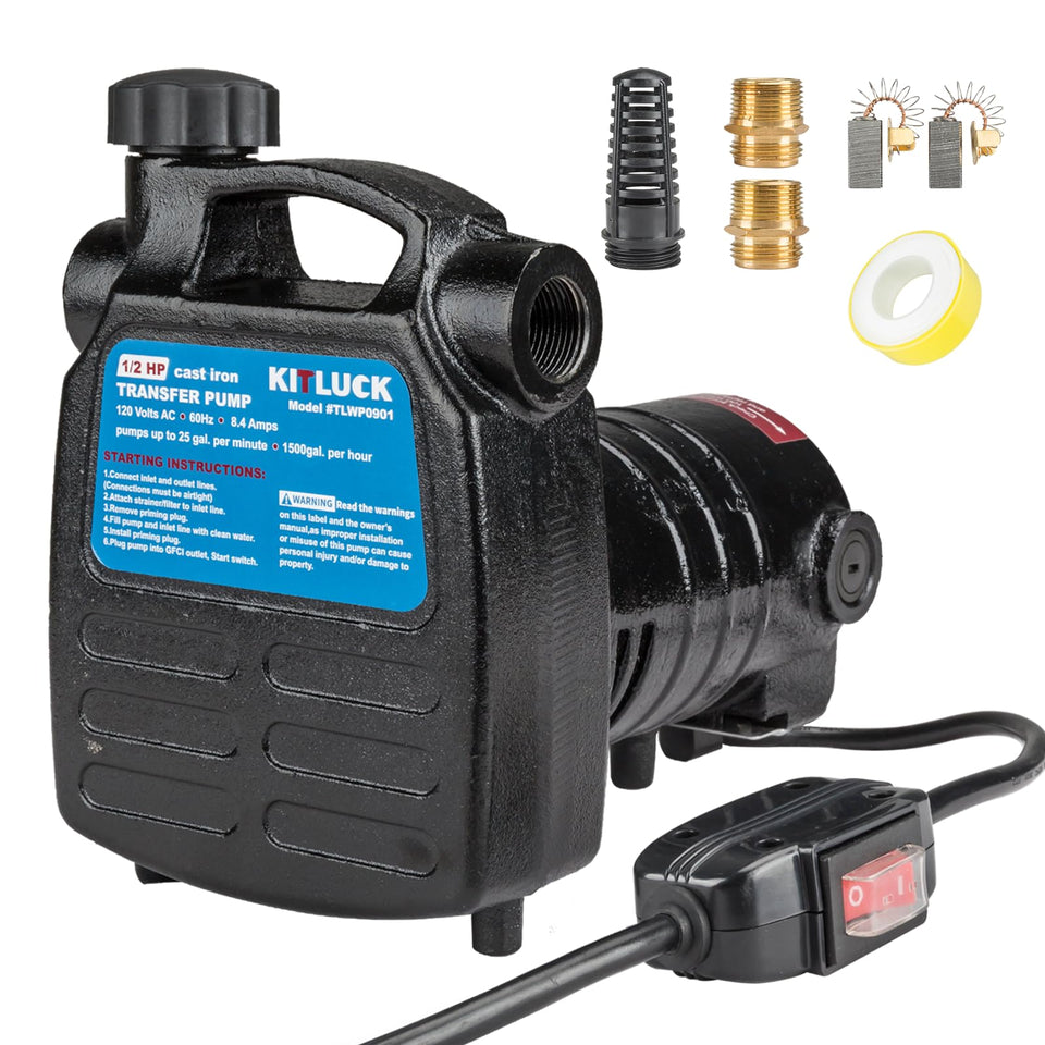 KITLUCK water transfer pump with cast-iron body for durable, heavy-duty operation.