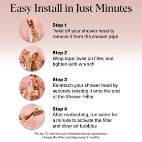 Rain-style shower with Kitsch filter balances water quality.
