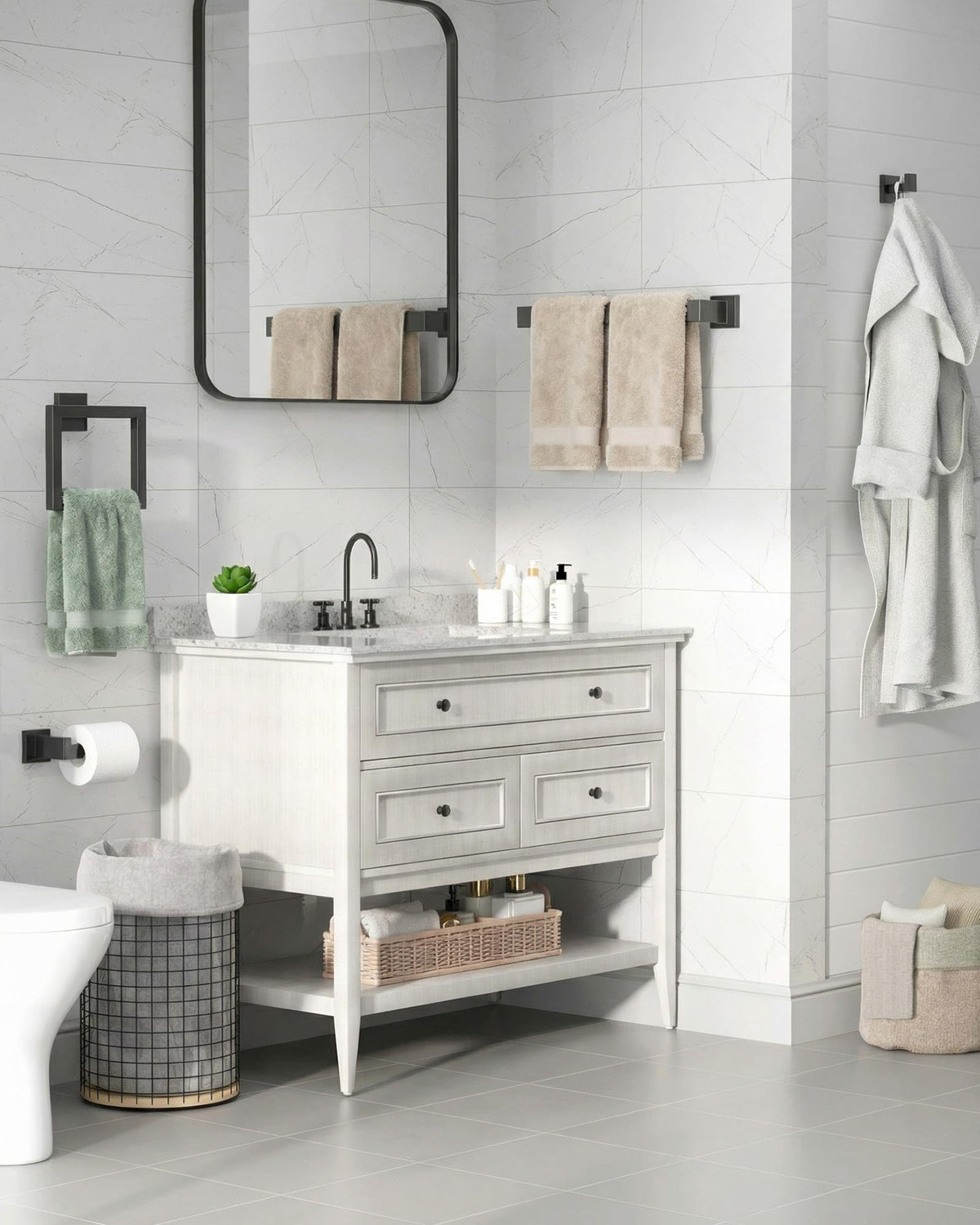 Kitsure all-in-one set includes hardware and manual for quick DIY install.