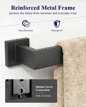 Kitsure 16-inch towel bar in matte black, organized drying space.