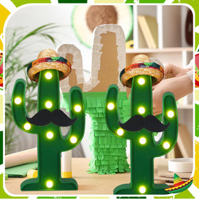 Kittmip Fiesta sombrero hats on cactus enhance themed centerpiece visuals