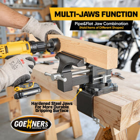Kitvance bench vise hardened jaw closeup showcases durable wear resistance for long projects.