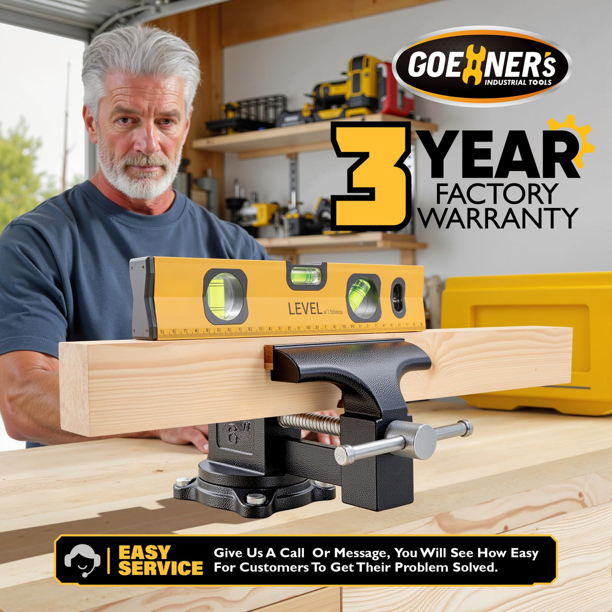 Kitvance bench vise in workshop conveys sturdy reliability for DIY tasks.