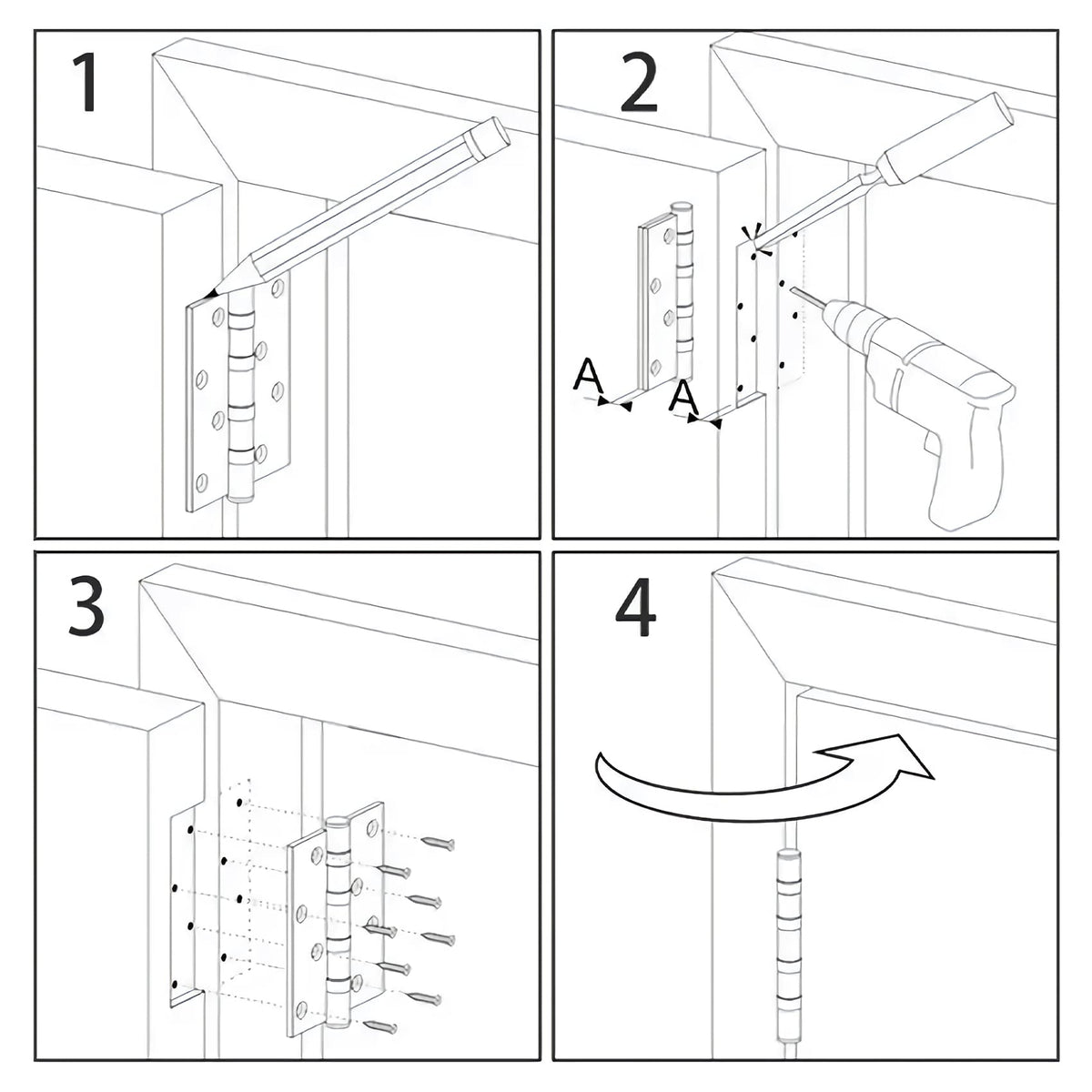 KIW full mortise hinge design adds secure, long-lasting performance.