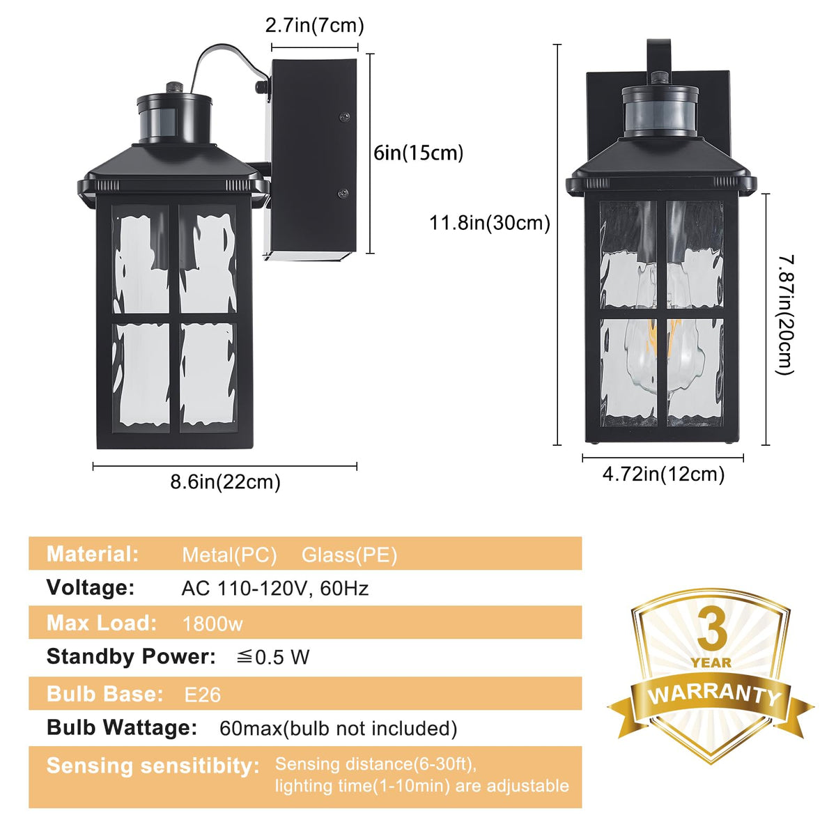 KiwiLusam patio and garage outdoor lighting with durable, rust-resistant construction.