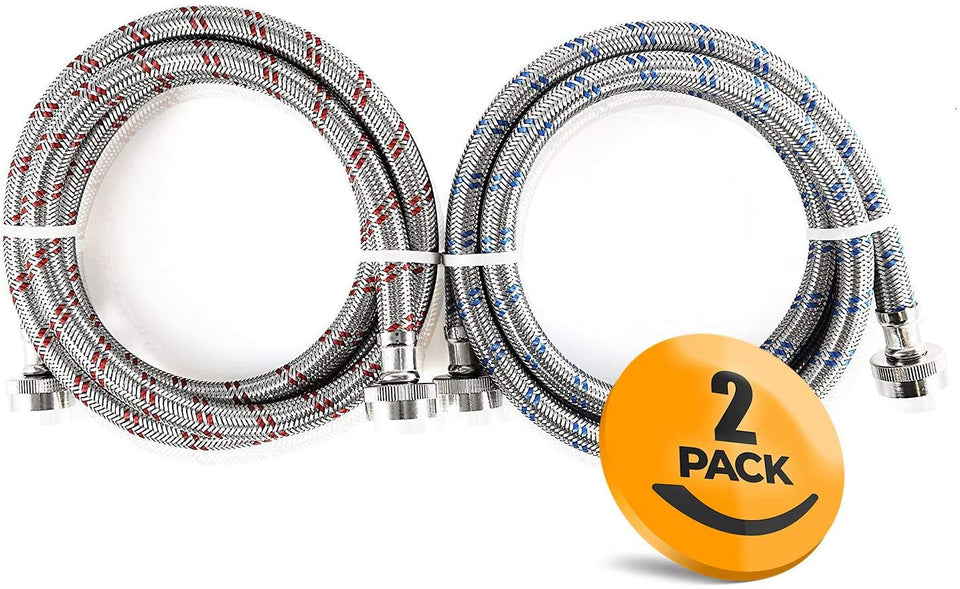 K&amp;J Premium braided stainless steel hose behind washer for secure water supply